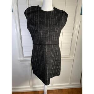 Zara Black Tweed Cap Sleeve Dress Size Large